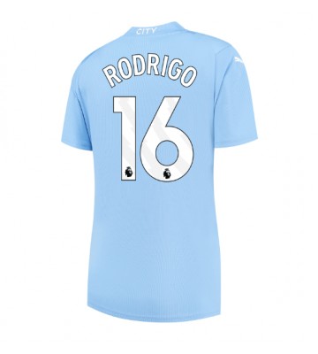 Manchester City Rodri Hernandez #16 Primera Equipación Mujer 2023-24 Manga Corta